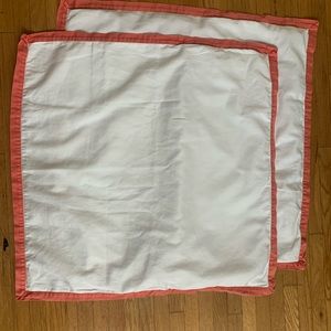 Serena & Lily Pair (2) Coral Orange Border Frame Euro Shams